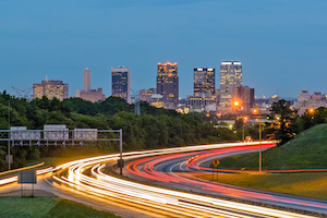 City skyline and all the traffic